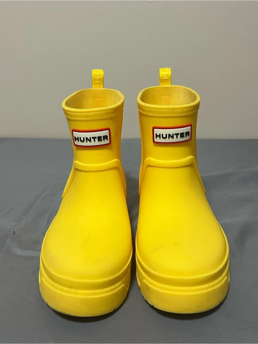 HUNTER ORIGINAL BACK ADJ SHORT RAIN BOOTS YELLOW WOMEN'S SIZE US 4 EU 36 UK 3